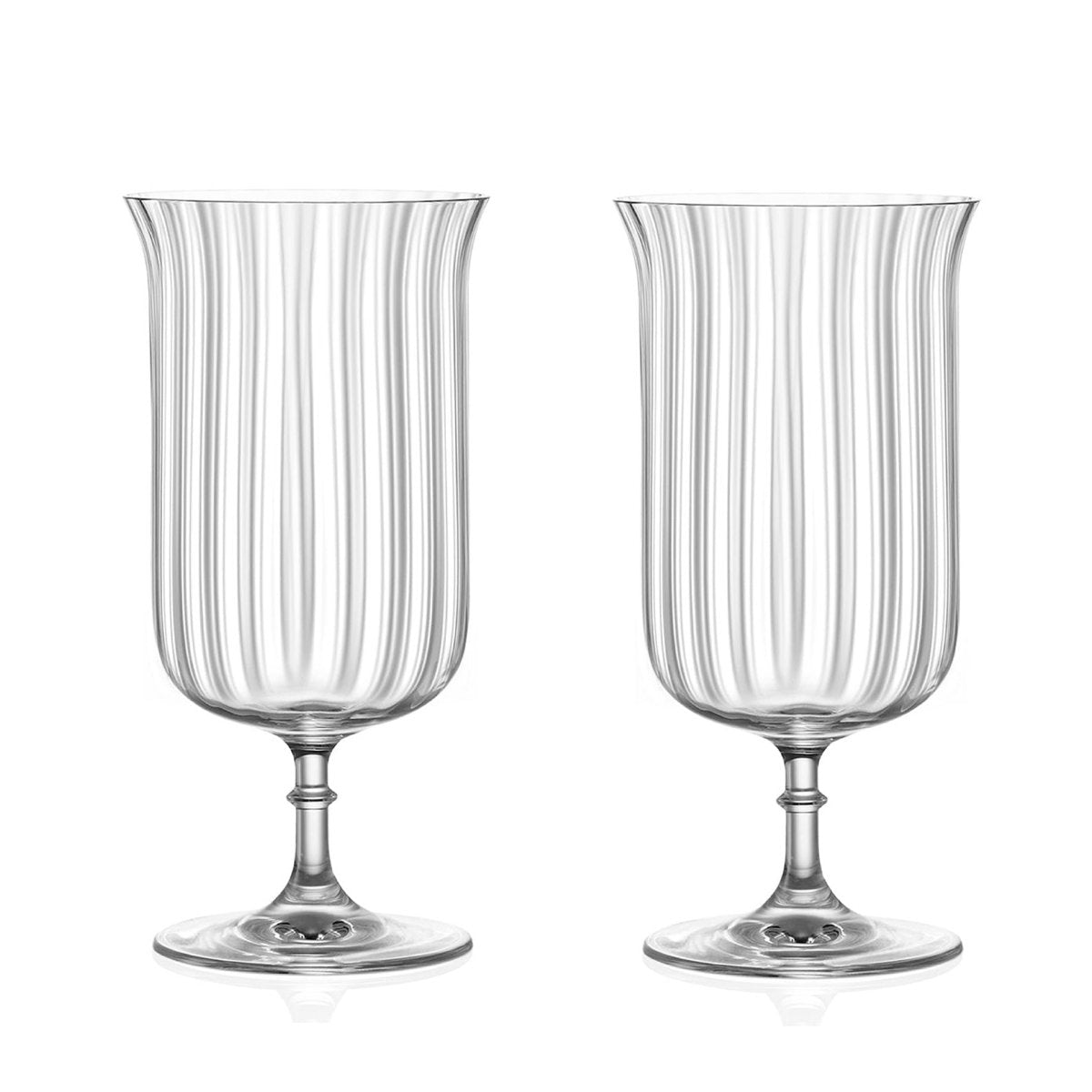 Rims Orient - Coupe Gin Sour/Long Island Ribbed Cocktail Glasses - (Deco) Set of 2 (11.5oz / 340mL) - BottleBuzz