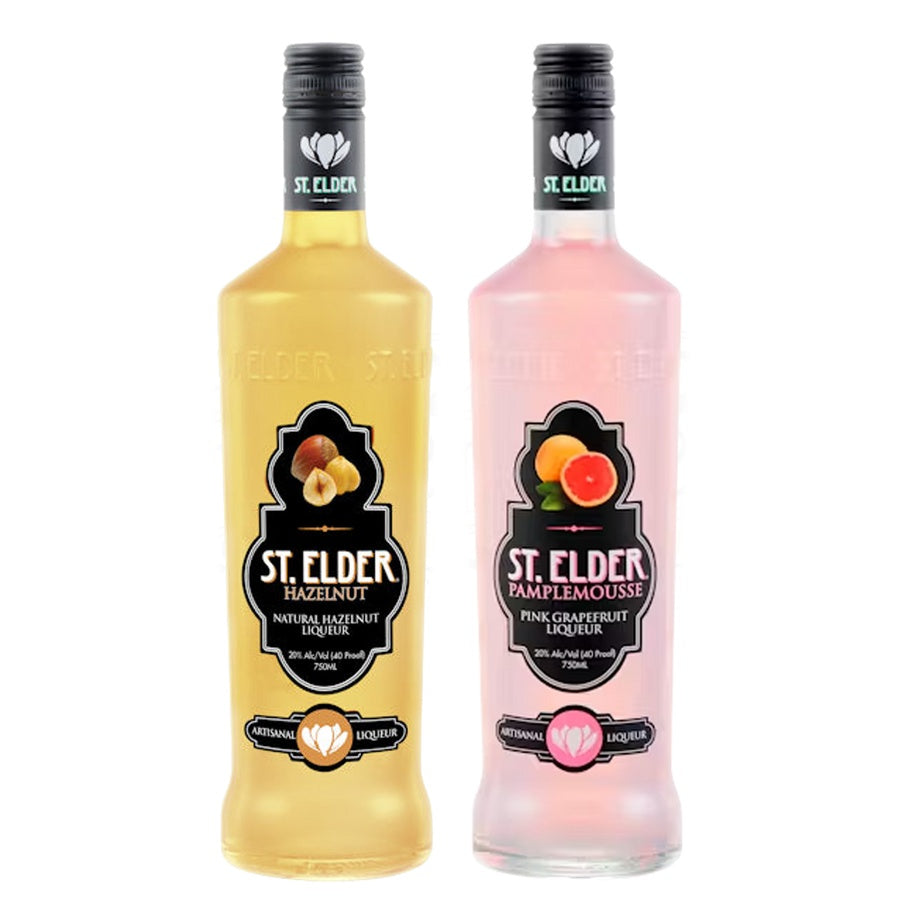Saint Elder Liqueur Hazelnut and Saint Elder Liqueur Pampl Pink Grapefruit
