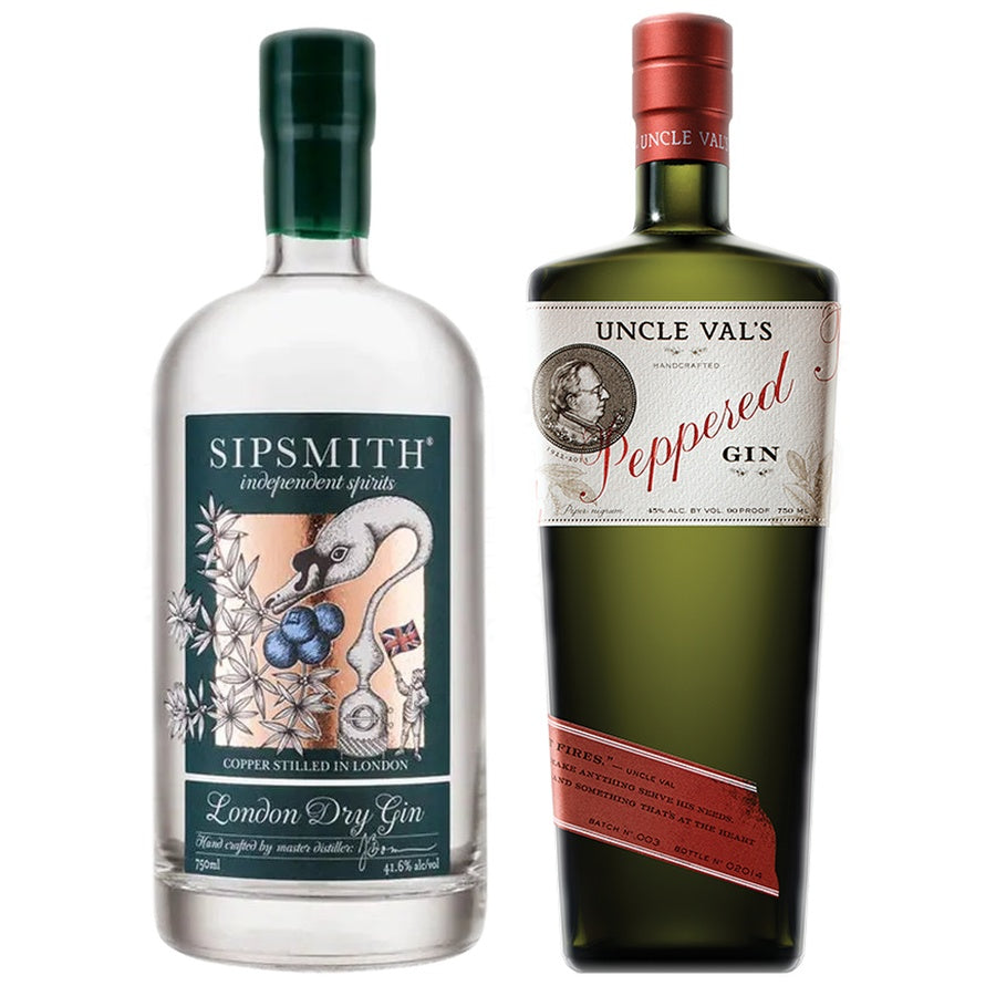 Sipsmith London Dry Gin and Uncle Vals Gin Peppered