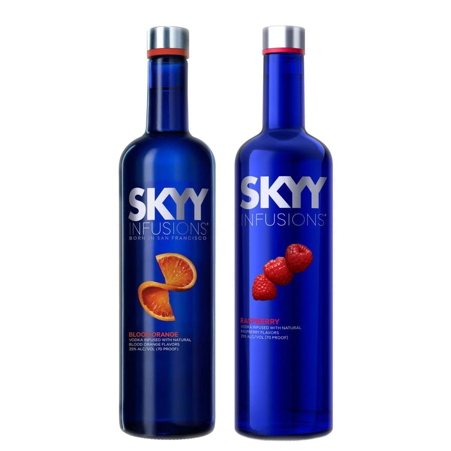 SKYY Infusions Blood Orange Vodka and SKYY Infusions Raspberry Vodka