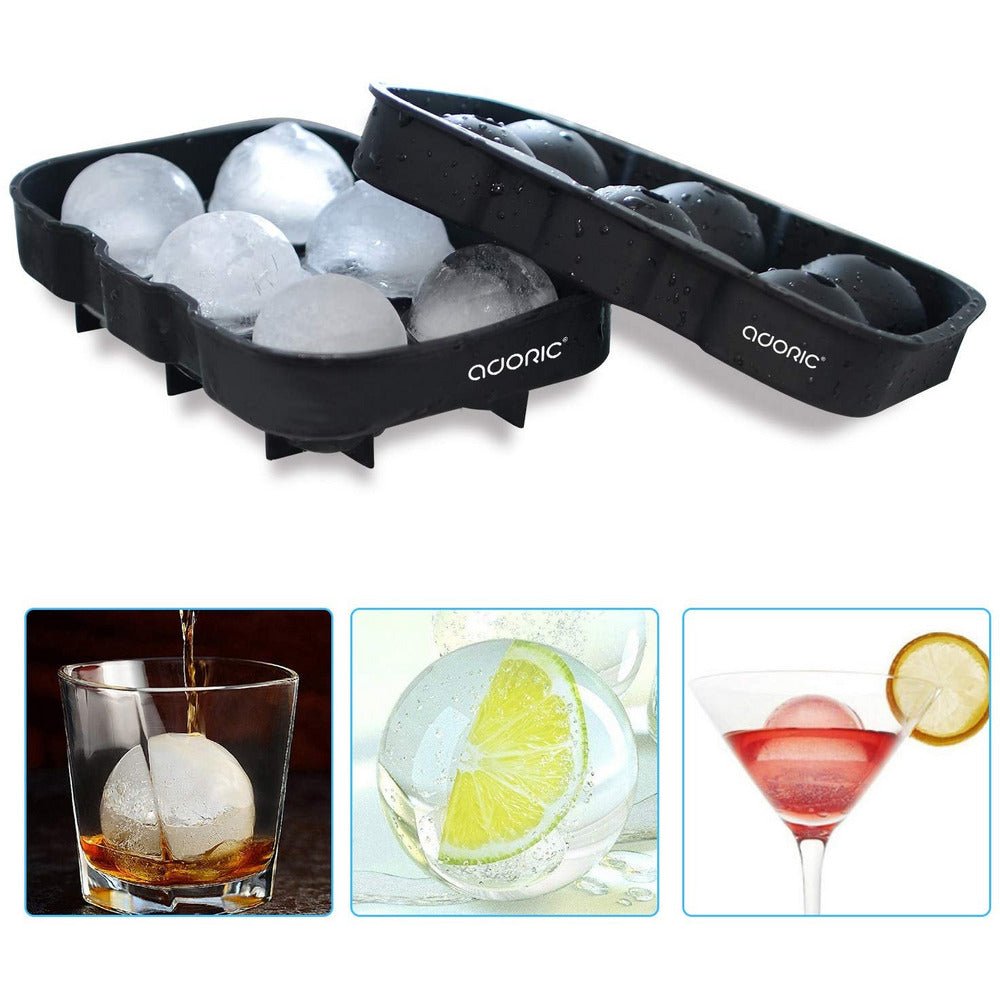 Sphere Ice Ball Maker with Lid and Large Square Ice Cube Molds - BottleBuzz