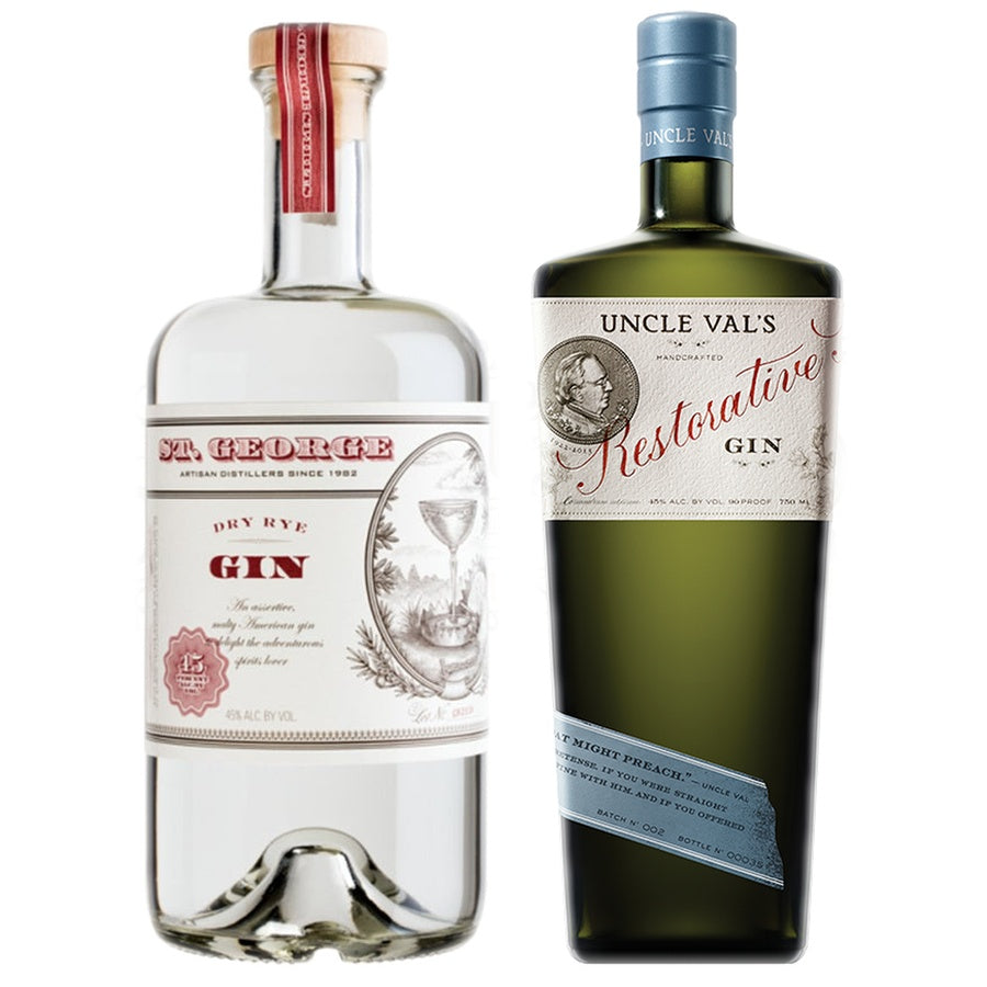 St. George Spirits Dry Rye Gin and Uncle Vals Gin Restorative