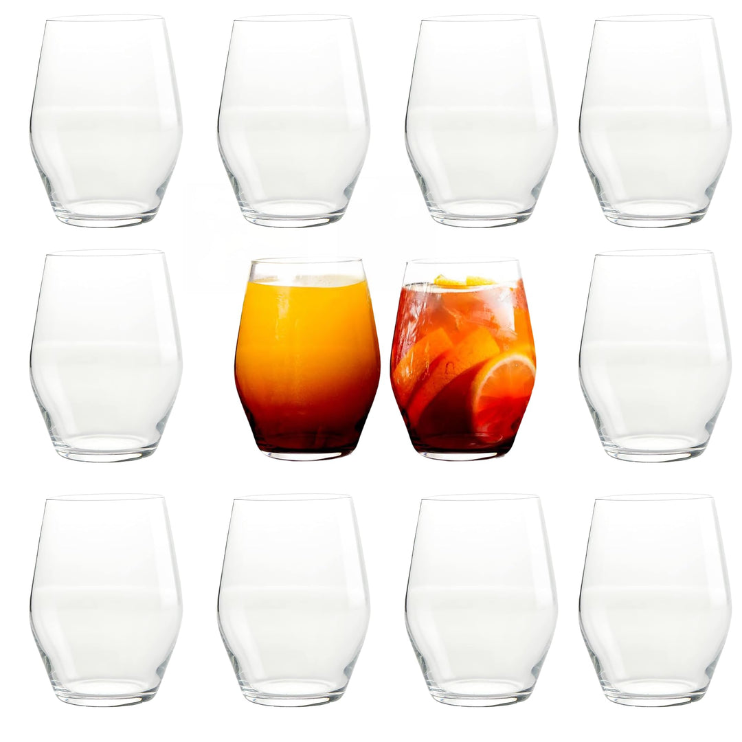 Sante Stemless Crystal Wine Glasses - Set of 6 - 15oz