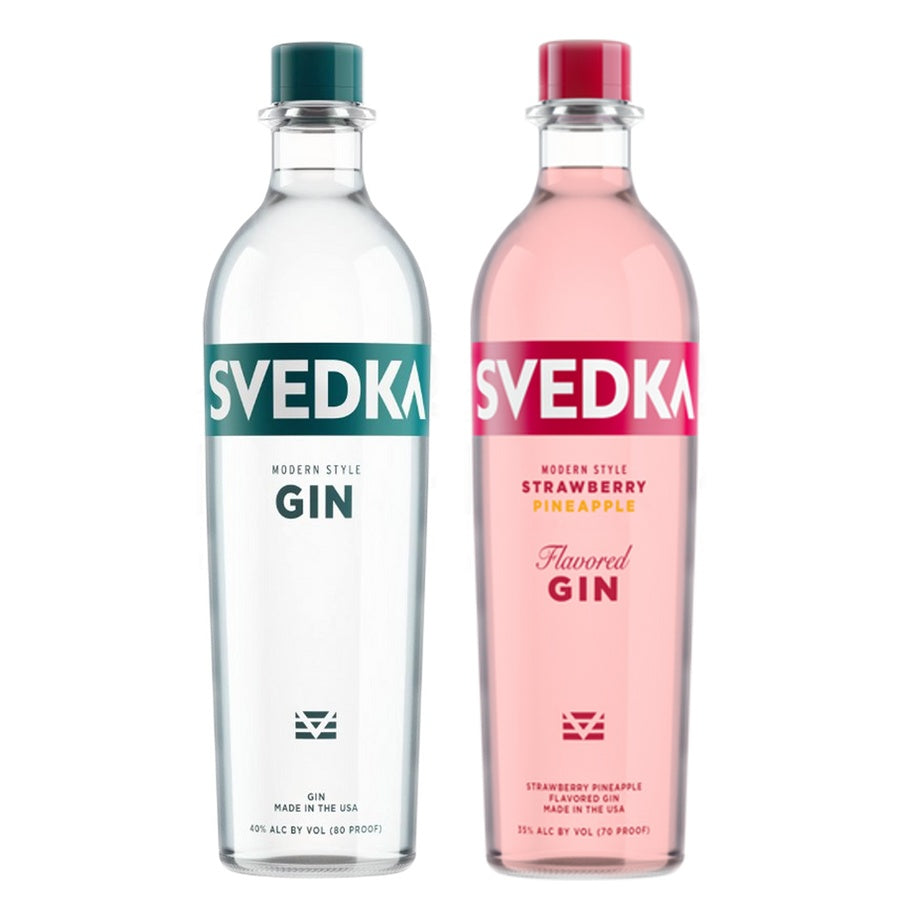 Svedka Dry Gin Modern Style and Svedka Modern Style Strawberry Pineapple Flavored Gin