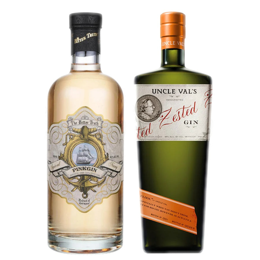 The Bitter Truth Pink Gin Spiced Navy and Uncle Vals Gin Zested