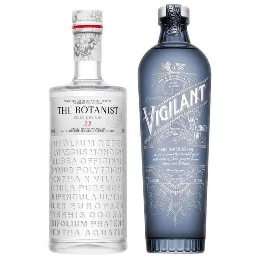 The Botanist Islay Gin and Vigilant Gin Navy Strength