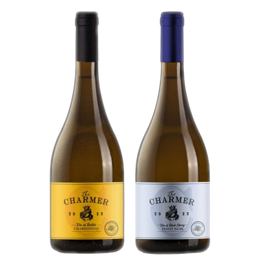 The Charmer Chardonnay Kiss Butter and The Charmer Pinot Noir Kiss Black Cherry