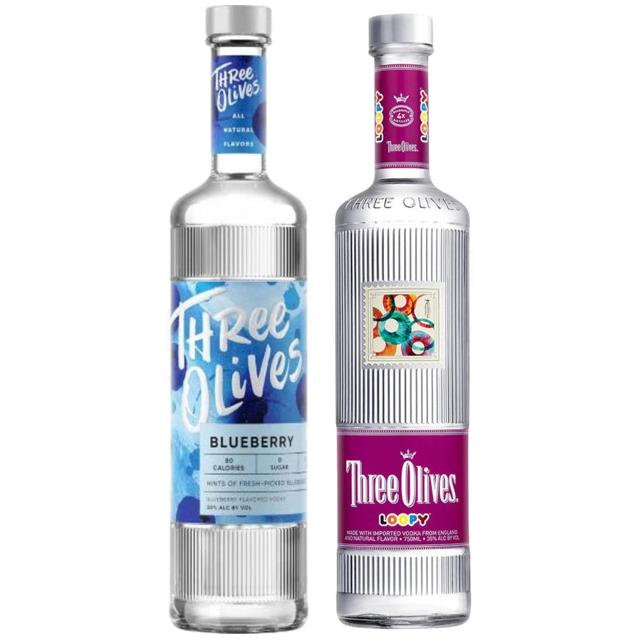 Three Olives Blueberry Vodka and Three Olives Loopy Vodka