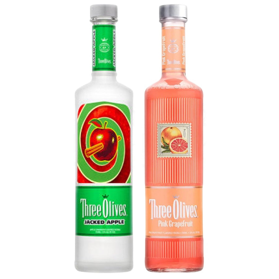 Three Olives Jacked Apple Vodka and Three Olives Pink Grapefruit Vodka