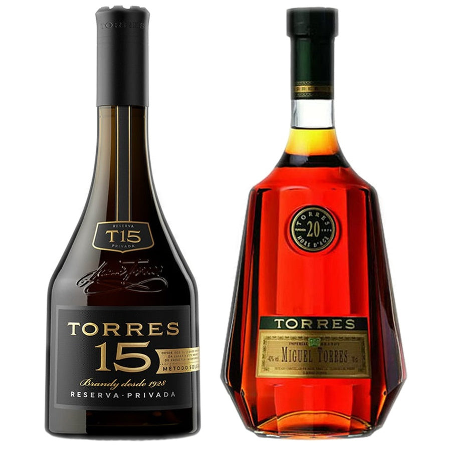 Torres 15 Year Old Reserva Privada Imperial Brandy and Torres 20 Year Old Hors d'Age Imperial Brandy
