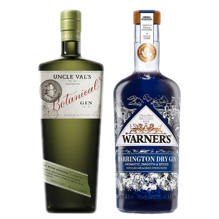 Uncle Vals Gin Botanical and Warners Gin Harrington Dry