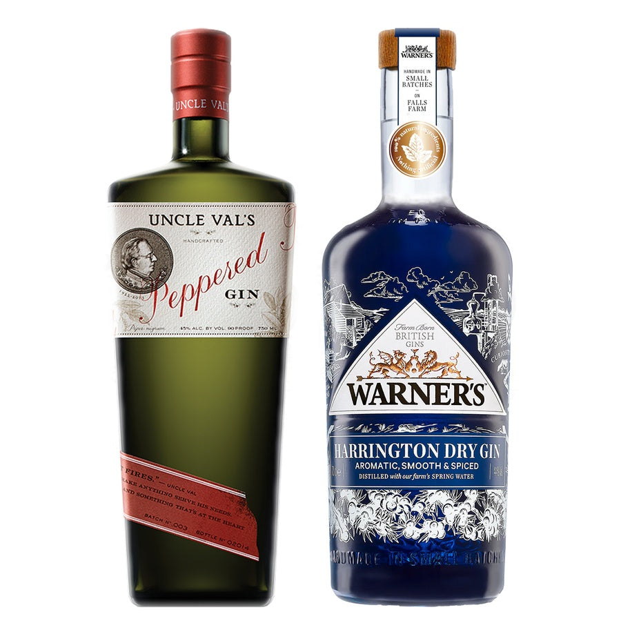 Uncle Vals Gin Peppered and Warners Gin Harrington Dry