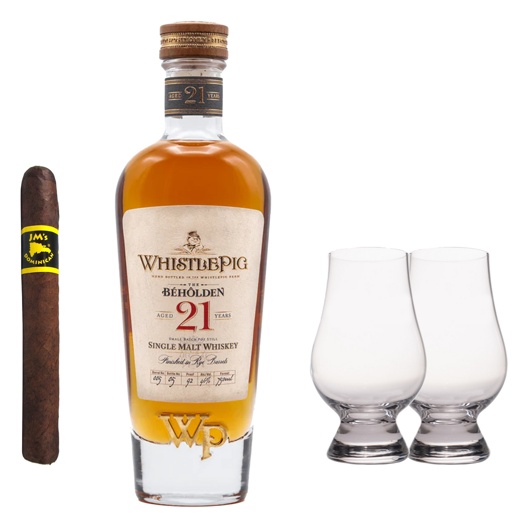 WhistlePig 21 Year With Glencairn Set & Cigar Bundle