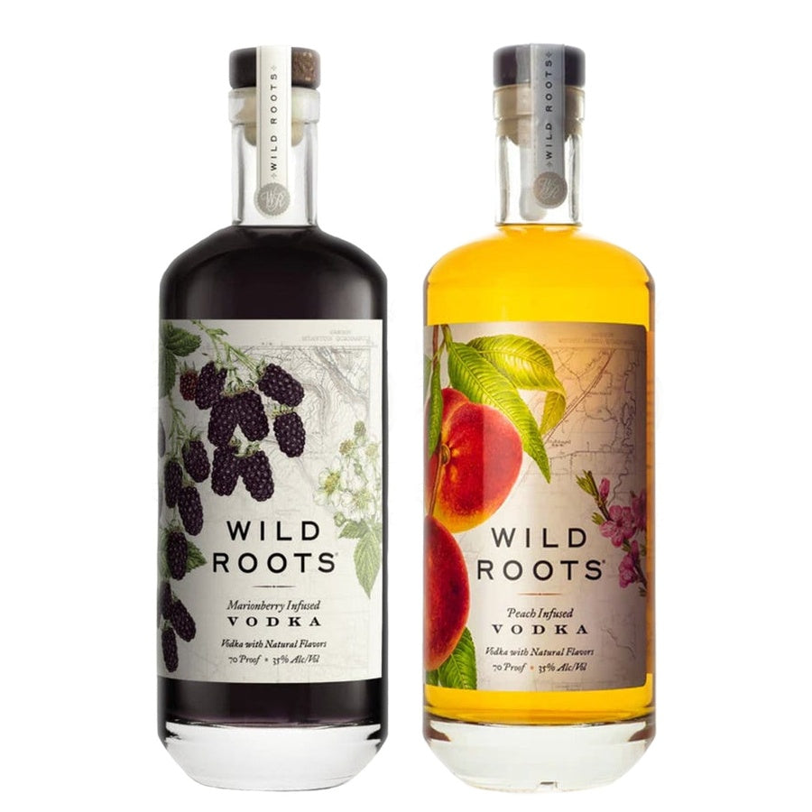 Wild Roots Marionberry Infused Vodka and Wild Roots Peach Infused Vodka