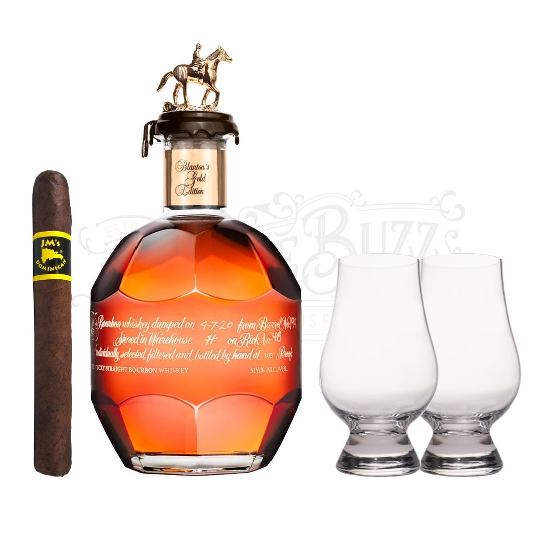 Blanton's Gold Label with Glencairn Glass Set & Cigar - BottleBuzz