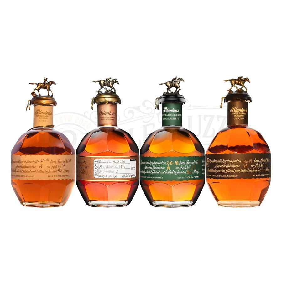 Blanton's Red Label, Straight From The Barrel, Green Label, and Black Label Bundle - BottleBuzz