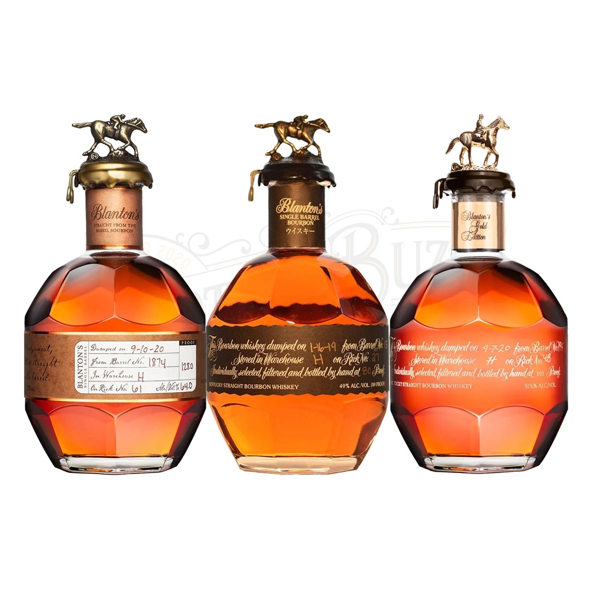 Blanton's Straight from the Barrel & Black Label & Gold Label Bundle - BottleBuzz