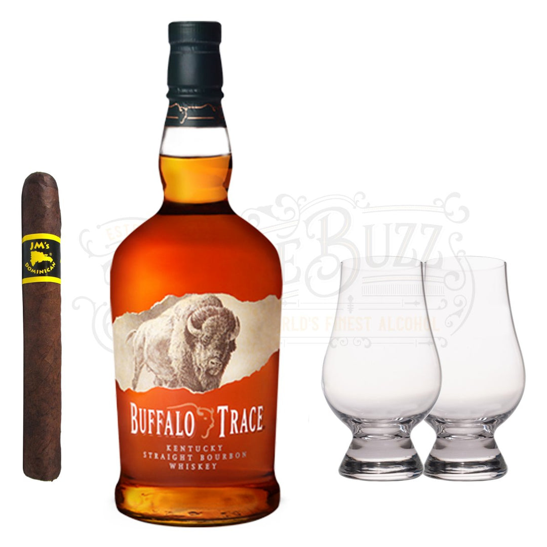 Buffalo Trace Bourbon with Glencairn Set & Cigar Bundle - BottleBuzz