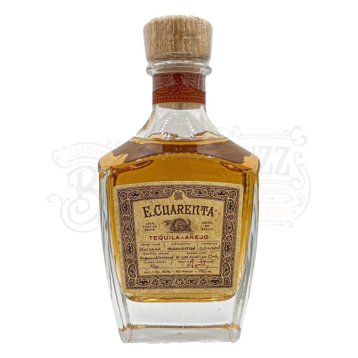 E. Cuarenta Tequila Añejo - BottleBuzz