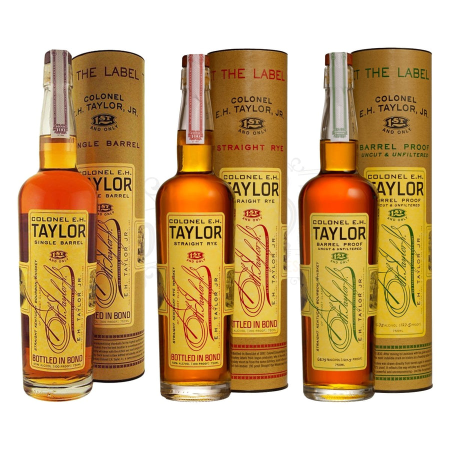 E.H. Taylor Single Barrel Bourbon, Straight Rye & Barrel Proof Bundle - BottleBuzz