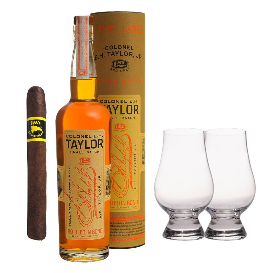 E.H. Taylor Small Batch Bourbon with Glencairn Set & Cigar Bundle - BottleBuzz
