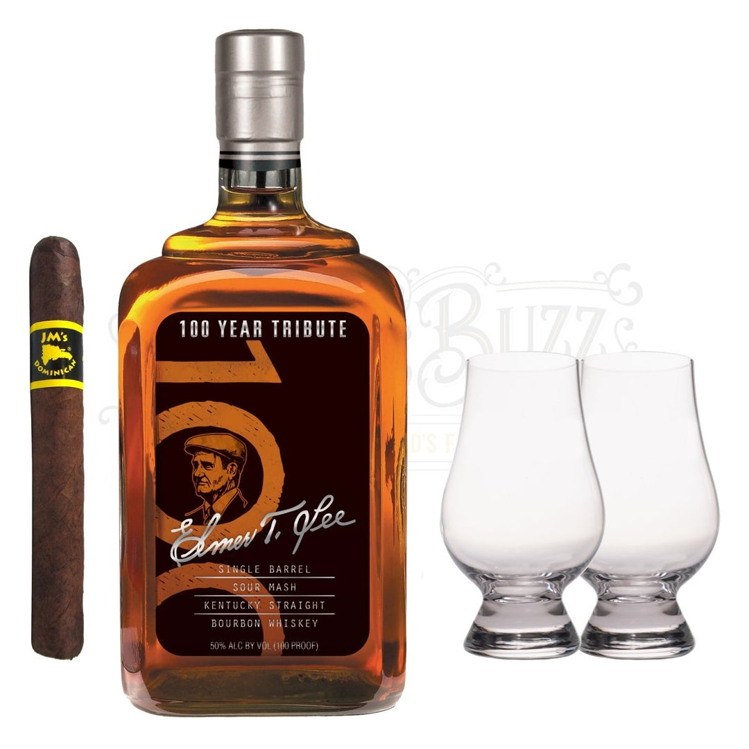 Elmer T. Lee '100 Year Tribute' Bourbon with Glencairn Set & Cigar Bundle - BottleBuzz