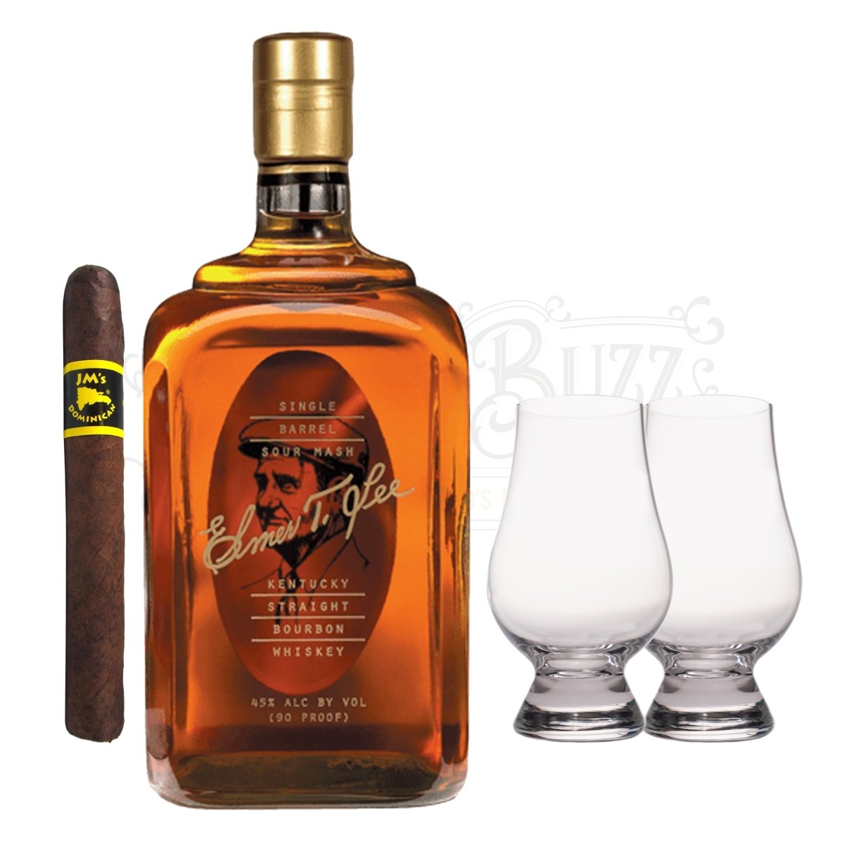 Elmer T. Lee Bourbon with Glencairn Set & Cigar Bundle - BottleBuzz