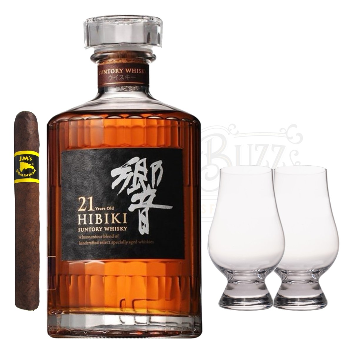 Hibiki 21 Year With Glencairn Set & Cigar Bundle - BottleBuzz