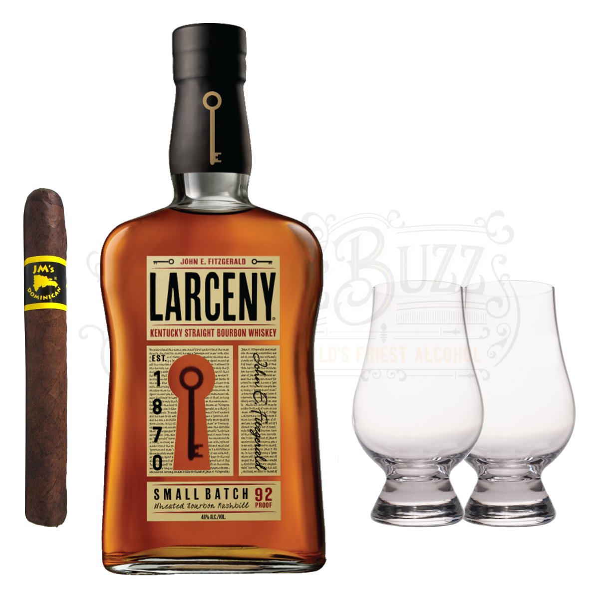 Larceny Small Batch with Glencairn Glass Set & Cigar - BottleBuzz