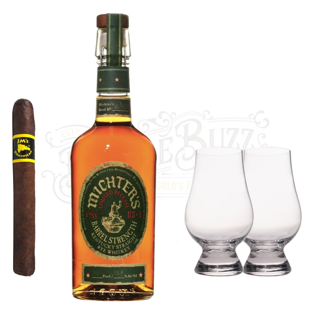 Michter's Barrel Strength Rye Limited Release Bourbon With Glencairn Set & Cigar Bundle - BottleBuzz