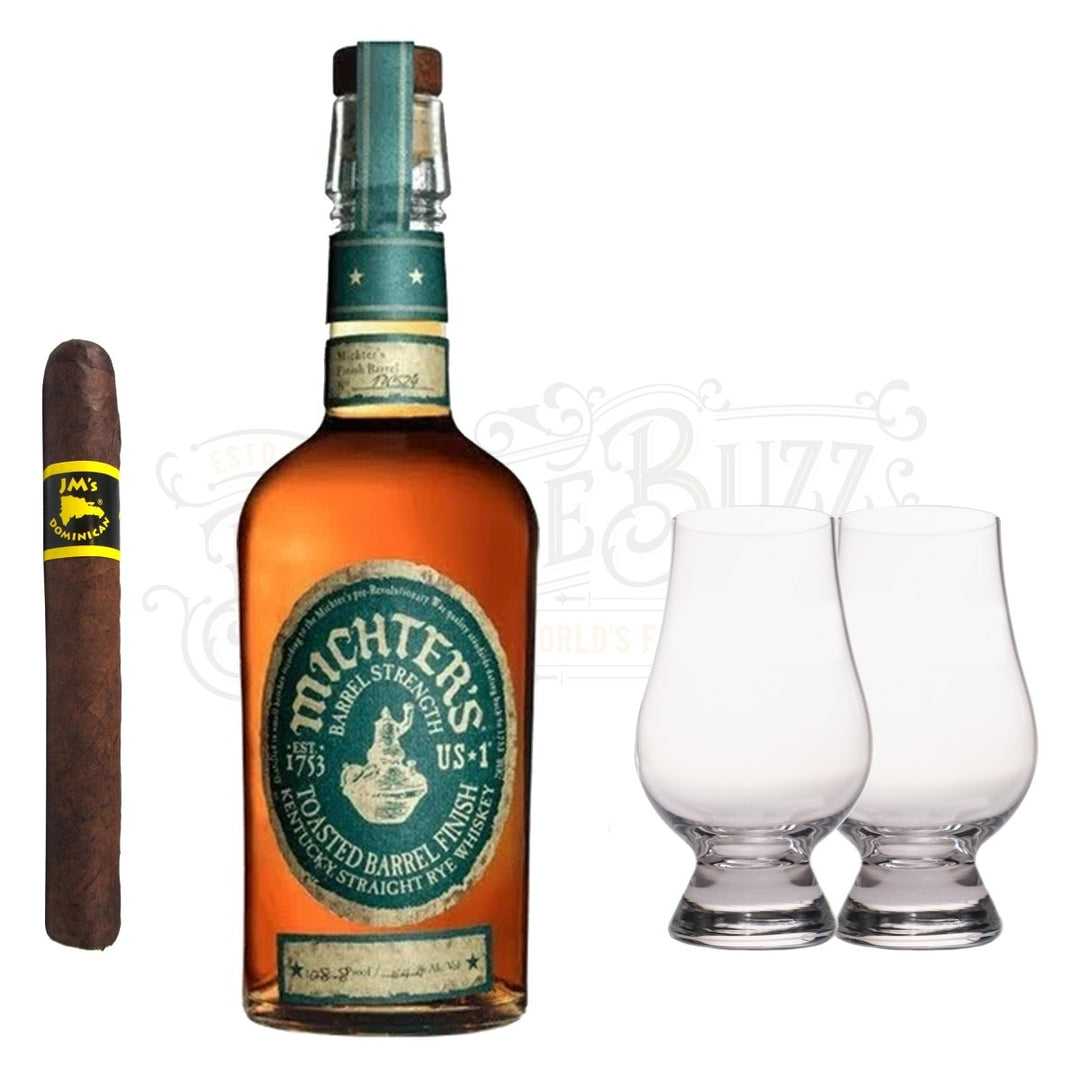 Michter's Toasted Barrel Finish Rye Limited Release Bourbon with Glencairn Set & Cigar Bundle - BottleBuzz