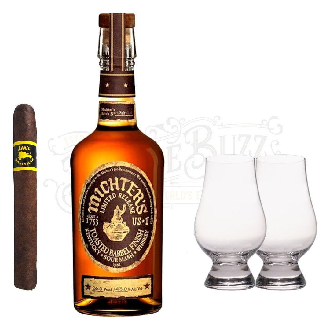 Michter's Toasted Barrel Finish Sour Mash Limited Release Bourbon With Glencairn Set & Cigar Bundle - BottleBuzz