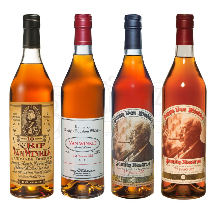 Pappy Van Winkle 10 Year Bourbon, 12 Year, 15 Year & 20 Year Bundle - BottleBuzz