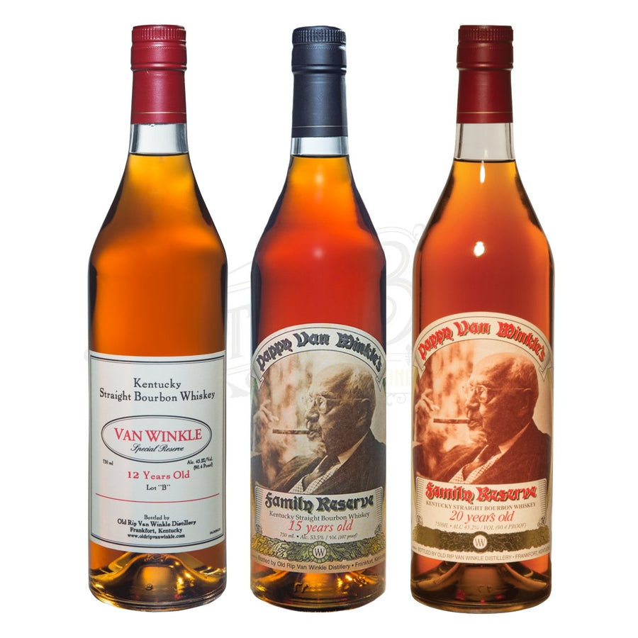 Pappy Van Winkle 12 Year Bourbon, 15 Year & 20 Year Bundle - BottleBuzz