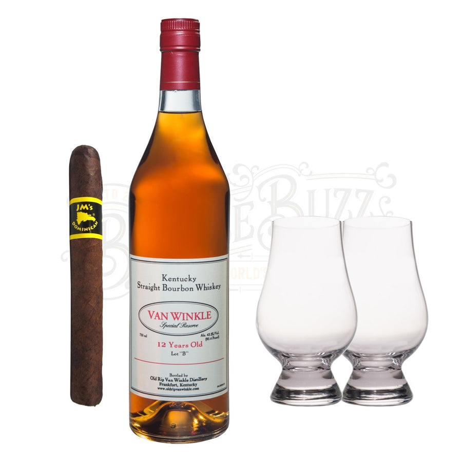 Pappy Van Winkle 12 Year Bourbon with Glencairn Set & Cigar Bundle - BottleBuzz