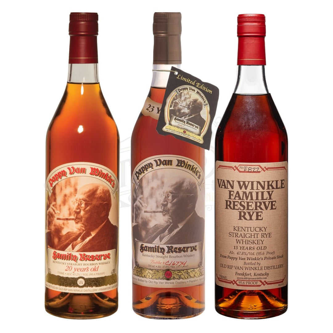 Pappy Van Winkle 20 Year Bourbon, 23 Year & Family Reserve Rye Bundle - BottleBuzz