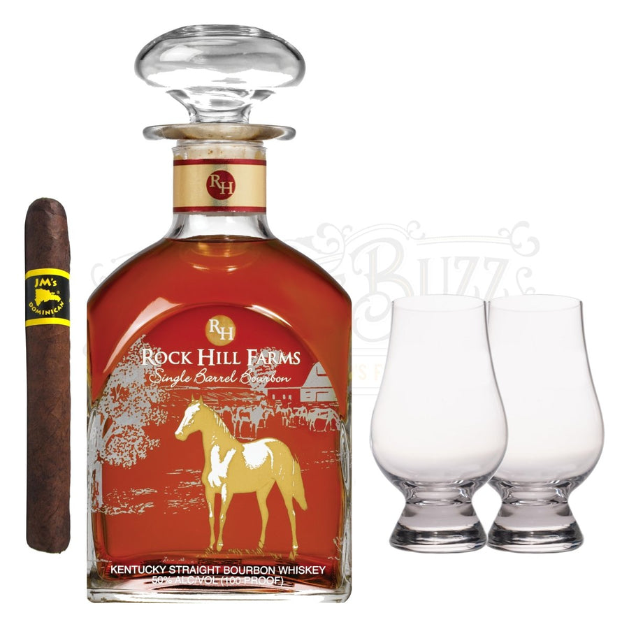 Rock Hill Farms Single Barrel Bourbon with Glencairn Glass Set & Cigar Bundle - BottleBuzz
