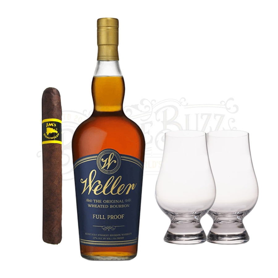 W.L. Weller Full Proof Bourbon with Glencairn Set & Cigar Bundle - BottleBuzz