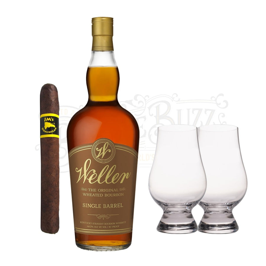 W.L. Weller Single Barrel Bourbon with Glencairn Set & Cigar Bundle - BottleBuzz